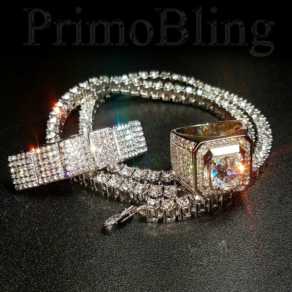 primobling Other - Iced Out Ring Chain & Grillz Bling Set